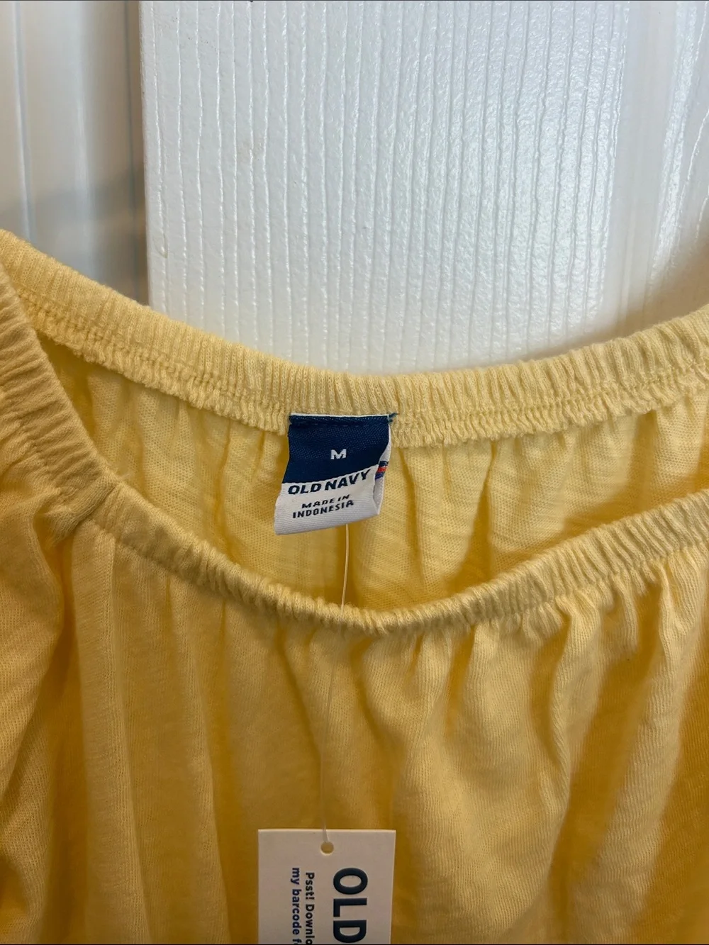 Old Navy Light Yellow Puff Sleeve Square Neck Blouse